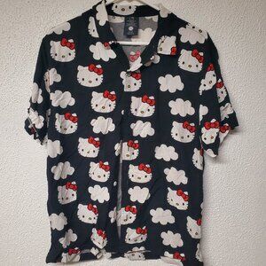 Shirt - Women - Hello Kitty Button Down Small 34/36 - 100% Rayon - Black & White